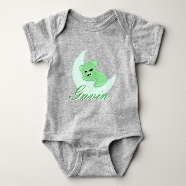 Custom Sleeping Bear Baby Bodysuit T Shirt (Framsida)