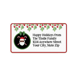 Custom "Sleighin' in Style!" Santa Holiday Mailing Adressetikett