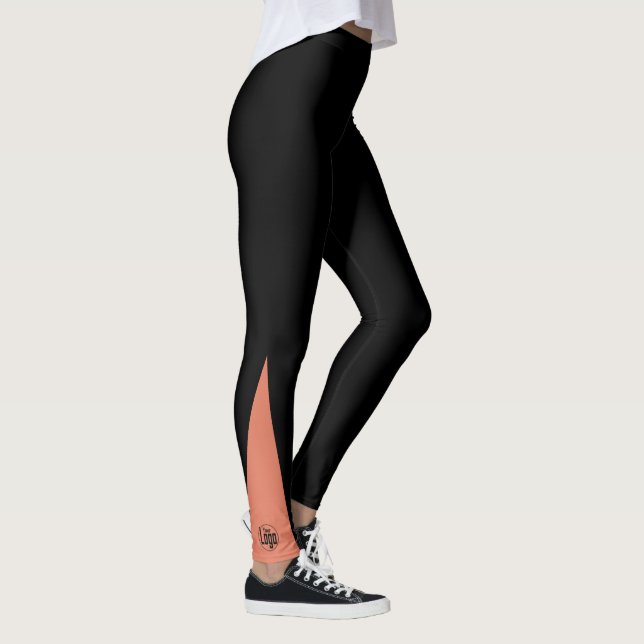 Custom Small Business Logo Orange & Black Leggings (Höger)