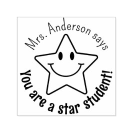 Custom Smile Face Star Classroom Reward Självfärgande Stämpel