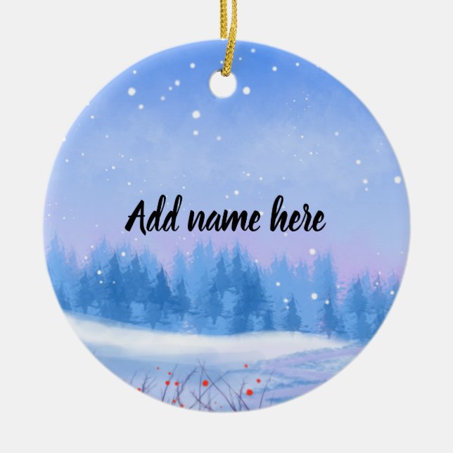 Custom Snowy Landscape Christmas Ornament (Framsidan)