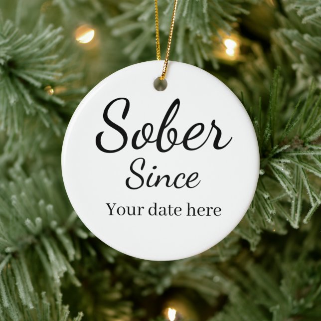 Custom “Sober Since” Keychain - Sobriety Date  Julgransprydnad Keramik (Träd)