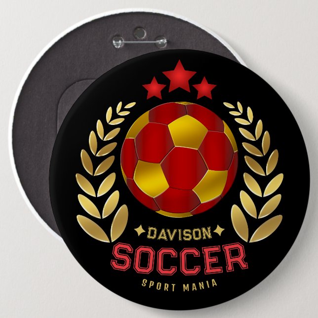 Custom Soccer Emblem Art Knapp (Framsida & baksida)