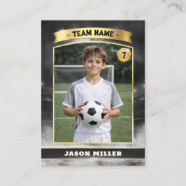 Custom Soccer Trading Card, Black Gold Stadium 