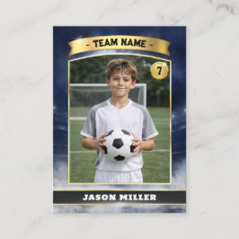 Custom Soccer Trading Card, Blue Gold Stadium Call