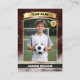 Custom Soccer Trading Card, Red Gold Stadium 