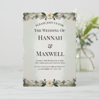 Custom Soft White Floral Invitation Template Inbjudningar