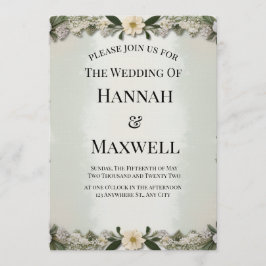 Custom Soft White Floral Invitation Template Inbjudningar