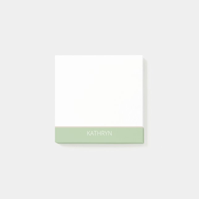 custom solid sage green natural brown line post-it block (Framsida)
