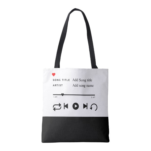 Custom Song Title Tote Bag |Personalized Music bag Tygkasse (Favorite Song shopping Book Tote Bag)