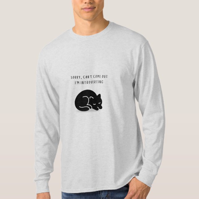 Custom Sorry I'm Introverting Cat Men’s T Shirt (Framsida)