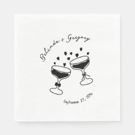 Custom Sparkling Cocktail Cheers Doodles Wedding Pappersservett