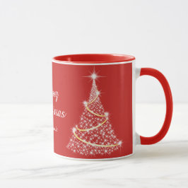 Custom Sparkling White Red Christmas Tree Holiday Mugg
