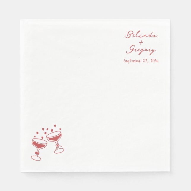 Custom Sparkling Wine Tower Doodles Wedding Pappersservett (Framsidan)