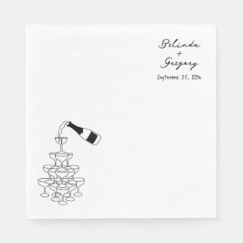 Custom Sparkling Wine Tower Doodles Wedding Pappersservett