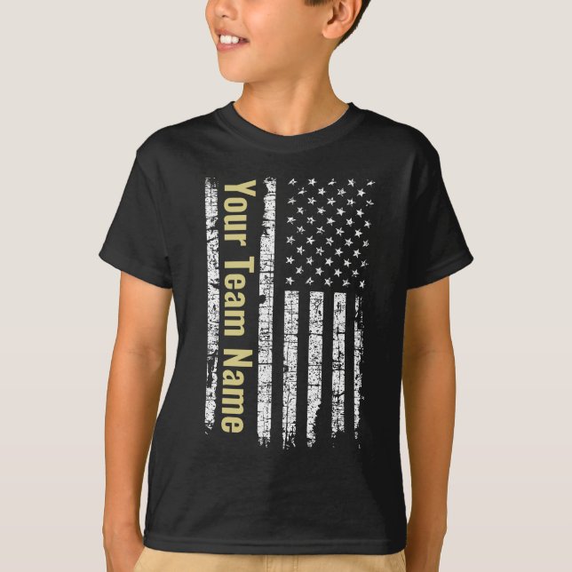 Custom Sports Team Name Jersey with American Flag T Shirt (Framsida)