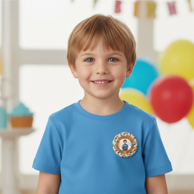 Custom Sports Theme Birthday Photo Button Knapp (Skapare uppladdad)