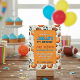 Custom Sports Theme Kids Birthday Invitation Inbjudningar