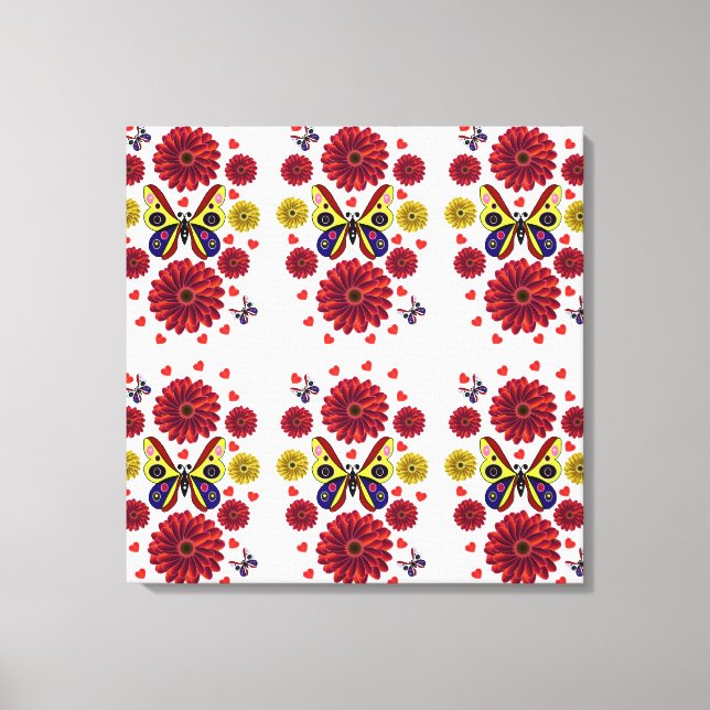 Custom Spring Butterfly Floral Gift  Canvastryck (Framsida)