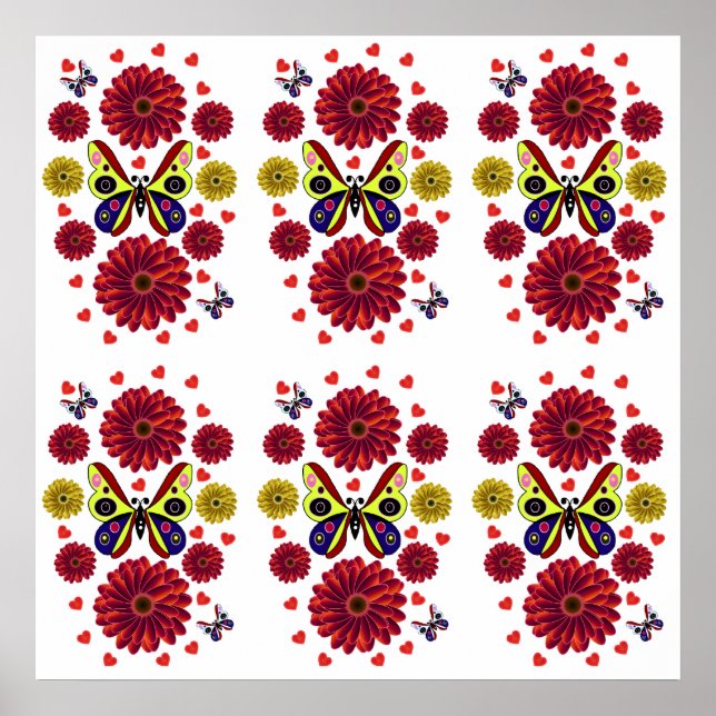 Custom Spring Butterfly Floral Gift  Poster (Framsidan)