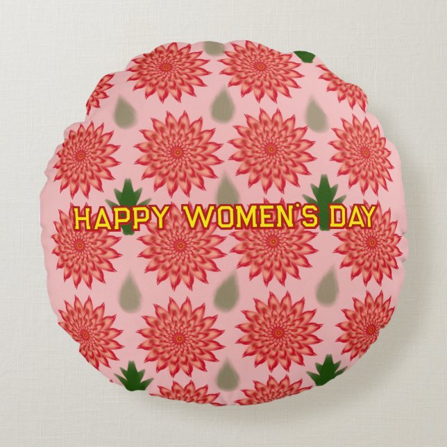Custom Spring Flower Women's Day PatWrapping Paper Rund Kudde (Framsidan)