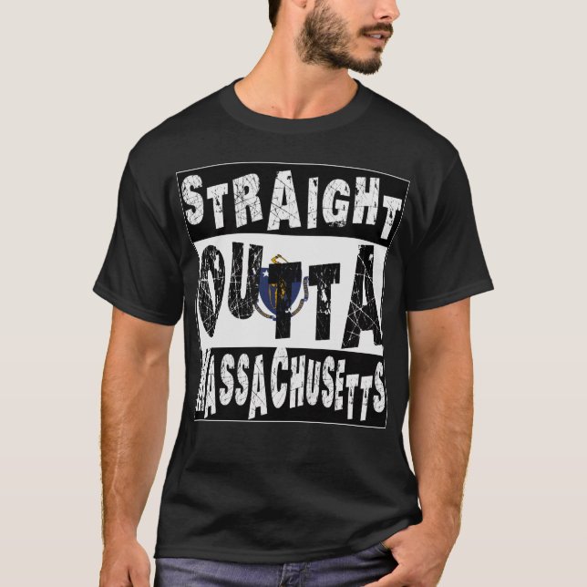 CUSTOM Straight Outta Massachusetts  Meme T-shirt (Framsida)