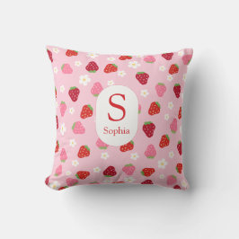 Custom Strawberry & Daisy Baby Pillow Kudde