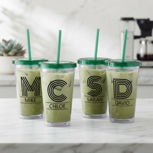 Custom Striped Monogram Initial & Name  Take Away Mugg (Skapare uppladdad)
