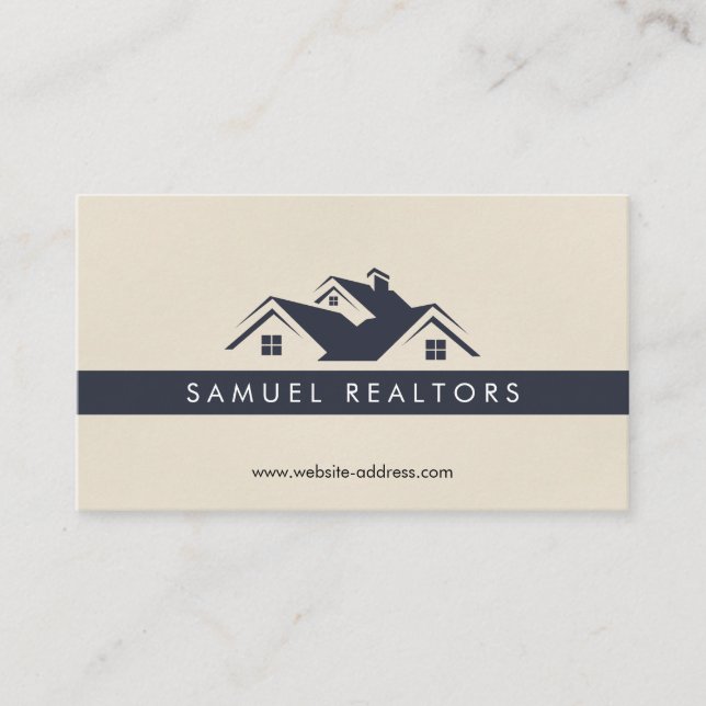 Custom Stylish Modern Real Estate Home Logo Visitkort (Framsida)