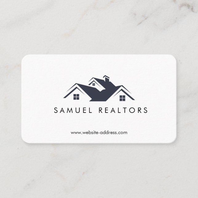 Custom Stylish Modern Real Estate Home Logo Visitkort (Framsida)