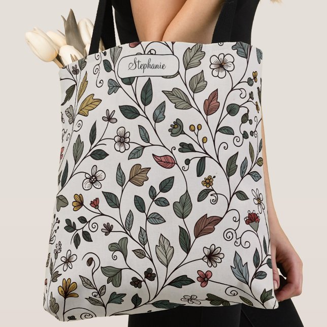 Custom Stylish Whimsical Botanical Vine Carryall  Tygkasse (Skapare uppladdad)