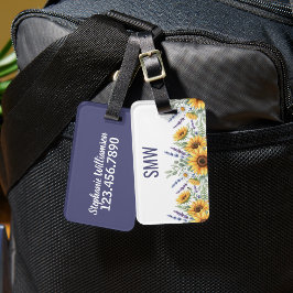 Custom Sunflower Lavender Luggage Tag Bagagebricka