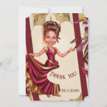 Custom Sweet 16 gold and Ruby Red caricature