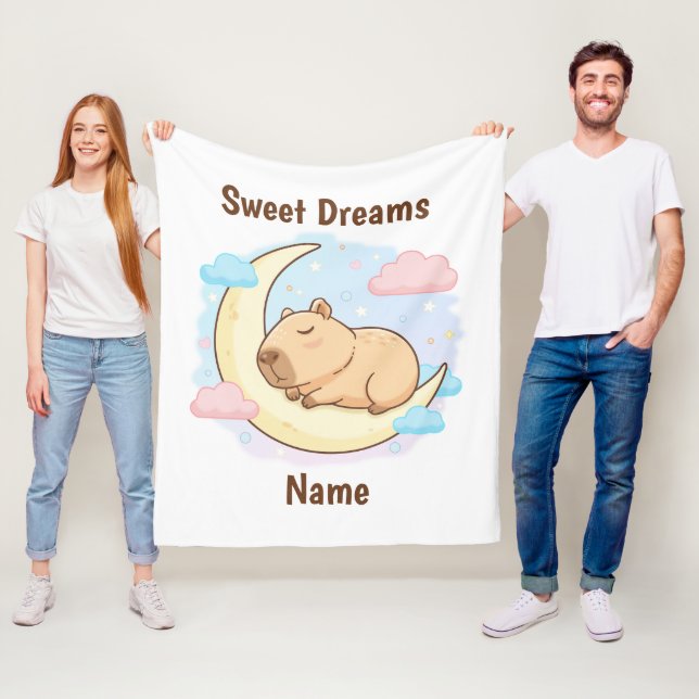 Custom Sweet Dreams Capybara Fleece Blanket (På plats)