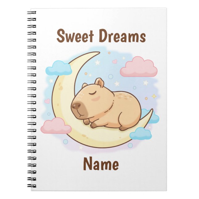 Custom Sweet Dreams Capybara Notebook Anteckningsbok (Framsidan)