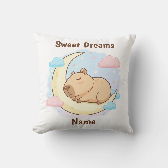 Custom Sweet Dreams Capybara Throw Pillow Kudde (Framsida)