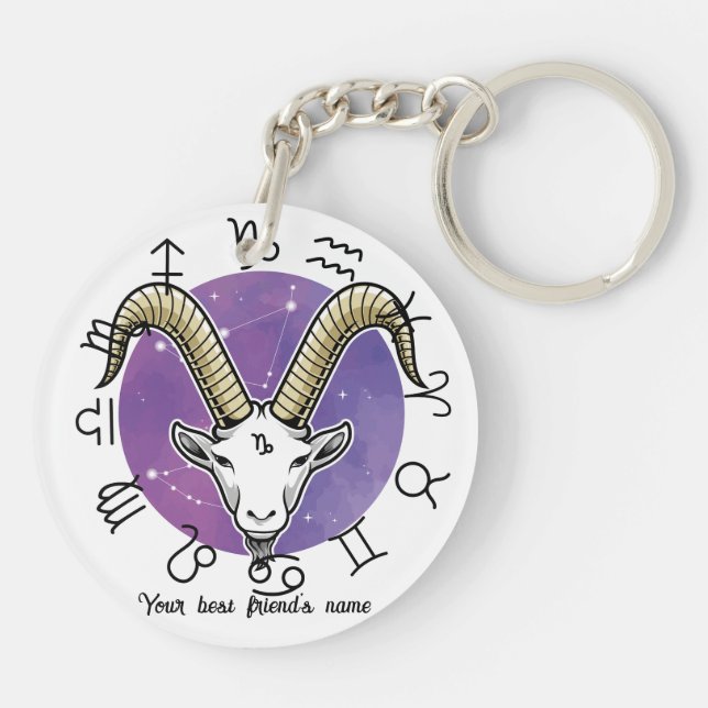 Custom Taurus & Capricorn Zodiac Keychain (Baksidan)