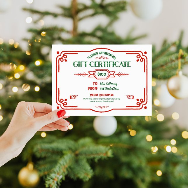 Custom Teacher Appreciation Gift Certificate Kort (Skapare uppladdad)