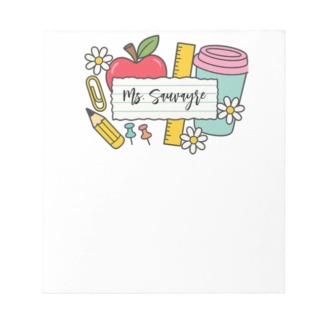 Custom Teacher Back to School & Teacher  Anteckningsblock (Framsida)