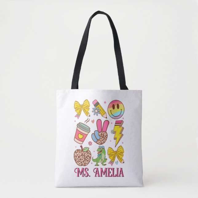 Custom Teacher Bag, Custom Back to School Bag Tygkasse (Framsida)