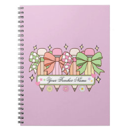 Custom Teacher Name Notebook | Cute Bow Teacher Anteckningsbok