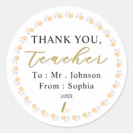 Custom Teacher Stickers – Thank You with Name Runt Klistermärke