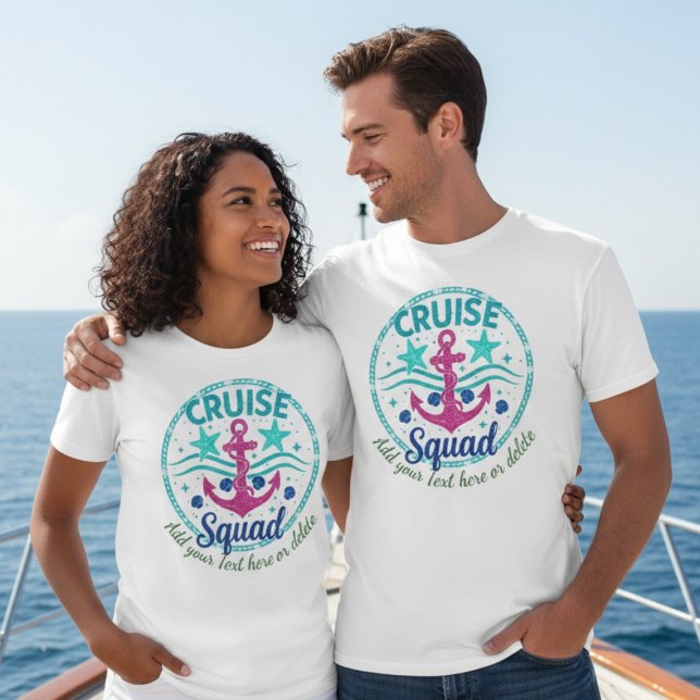 Custom Teal Cruise Squad Group Vacation T-Shirt (Skapare uppladdad)