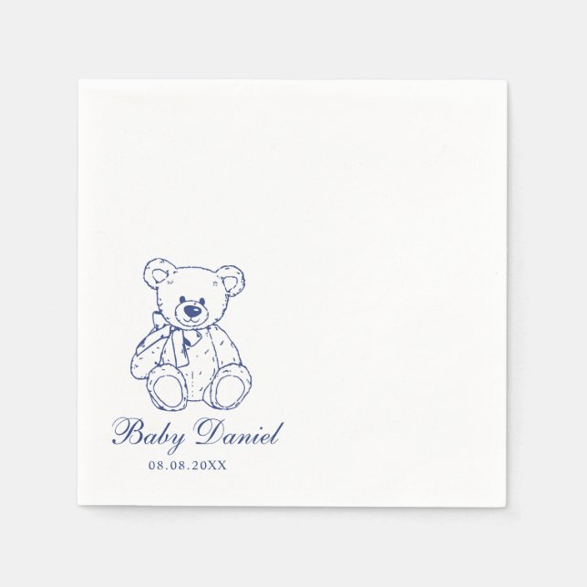 Custom Teddy Bear Baby Shower Pappersservett (Framsidan)