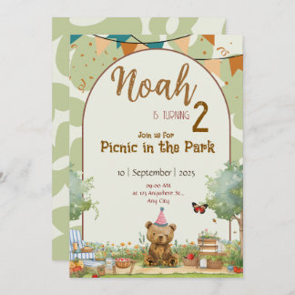 Custom Teddy Bear Picnic Birthday Invitation Inbjudningar