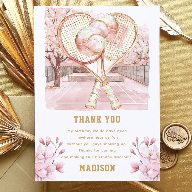 Custom Tennis Luxury Girl Birthday Tack Kort (Skapare uppladdad)