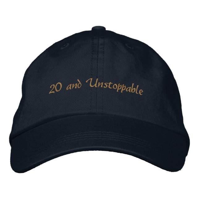 Custom Text 20 and Unstoppable Ambition-Hat Bold  Broderad Keps (Framsida)