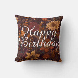 Custom Text Autumn Floral Beauty brown season Kudde