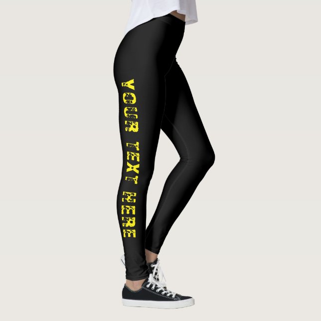Custom Text Black Leggings for Stylish Comfort (Höger)