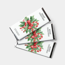 Custom Text Candy Cane Christmas Chocolate